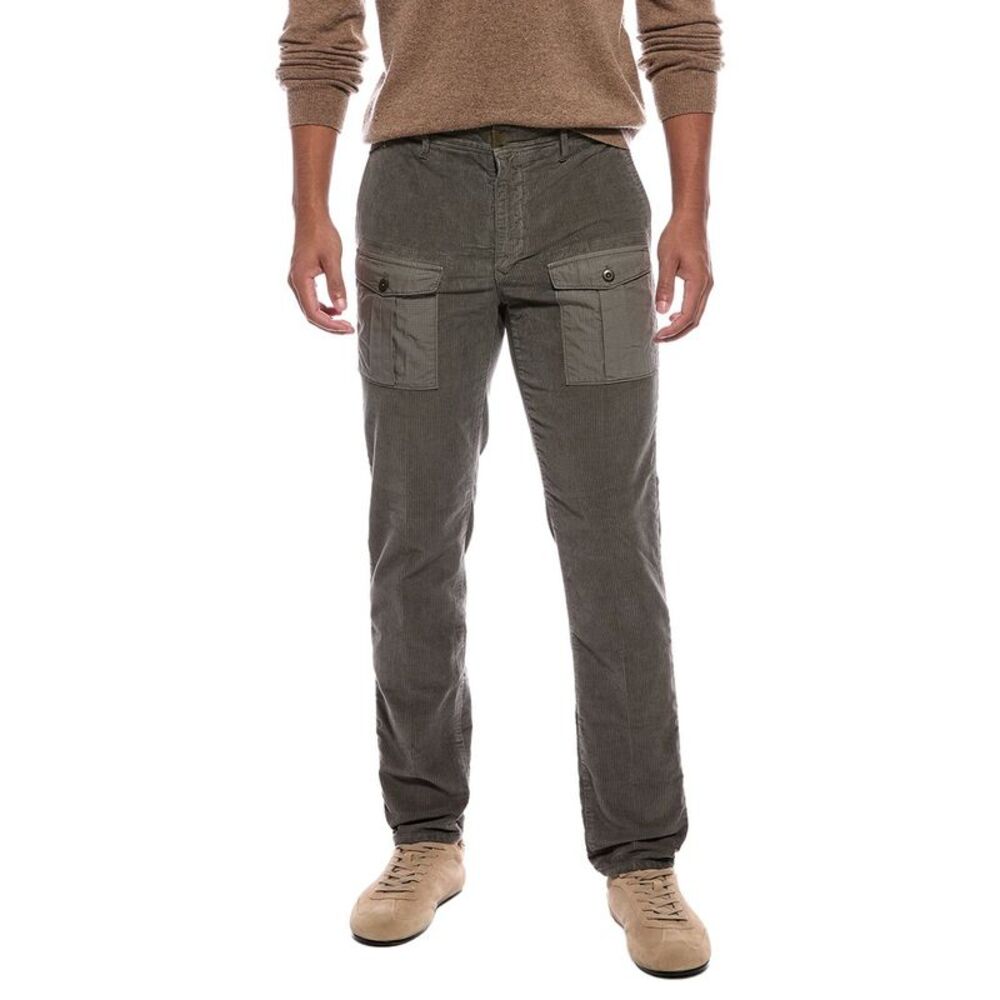 Slowear Mens  Stretch Cord Cargo Pant, Gray